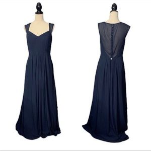 Bill Levkoff Navy Blue Full Length Evening Gown